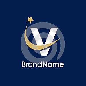 Initial V Swooshing Star Logo