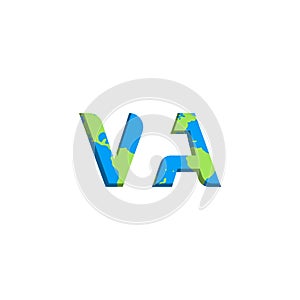 Initial VA logo design with World Map style, Logo business branding