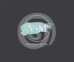 Initial VM Letter Beauty vector initial logo, handwriting logo of initial signature, wedding, fashion, jewerly, boutique, floral