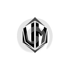 Initial VM logo design with Shield style, Logo business branding