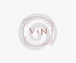 initial VN letters Decorative luxury wedding logo photo