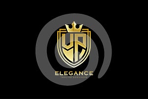 initial VP elegant luxury monogram logo or badge template with scrolls and royal crown - perfect for luxurious branding projects