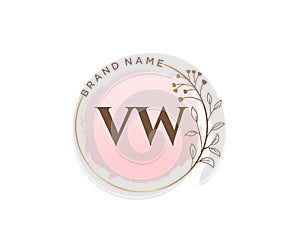 Initial VW feminine logo. Usable for Nature, Salon, Spa, Cosmetic and Beauty Logos. Flat Vector Logo Design Template Element