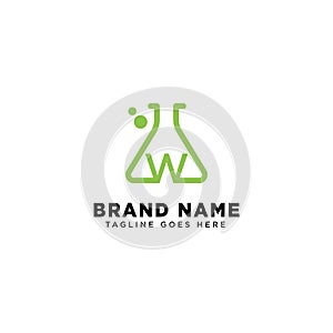 initial w molecular dna logo design template vector illustration icon element