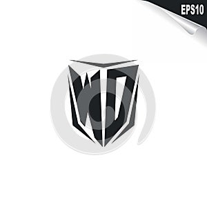 Initial WD logo design with Shield style, Logo business branding
