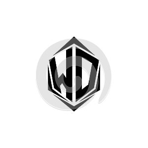 Initial WD logo design with Shield style, Logo business branding