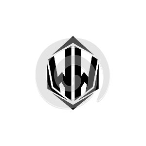 Initial WW logo design with Shield style, Logo business branding