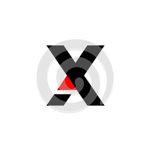 initial X logo with red triangle