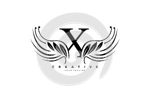 Initial X Typography Flourishes Logogram Beauty Wings Logo photo