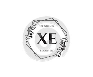 Initial XE feminine logo. Usable for Nature, Salon, Spa, Cosmetic and Beauty Logos. Flat Vector Logo Design Template Element