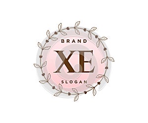 Initial XE feminine logo. Usable for Nature, Salon, Spa, Cosmetic and Beauty Logos. Flat Vector Logo Design Template Element