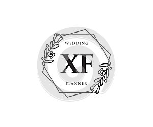 Initial XF feminine logo. Usable for Nature, Salon, Spa, Cosmetic and Beauty Logos. Flat Vector Logo Design Template Element