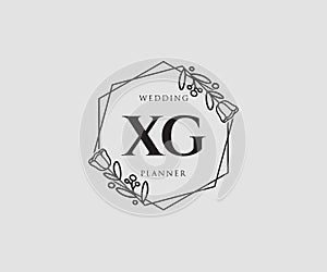 Initial XG feminine logo. Usable for Nature, Salon, Spa, Cosmetic and Beauty Logos. Flat Vector Logo Design Template Element