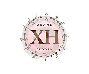 Initial XH feminine logo. Usable for Nature, Salon, Spa, Cosmetic and Beauty Logos. Flat Vector Logo Design Template Element