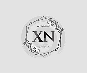 Initial XN feminine logo. Usable for Nature, Salon, Spa, Cosmetic and Beauty Logos. Flat Vector Logo Design Template Element