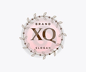 Initial XQ feminine logo. Usable for Nature, Salon, Spa, Cosmetic and Beauty Logos. Flat Vector Logo Design Template Element