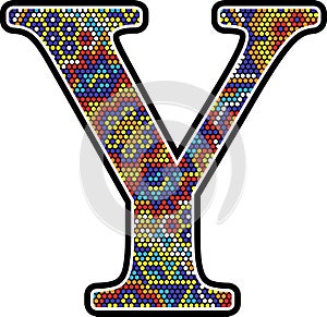 Initial y with colorful mexican huichol art style