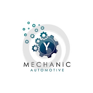 Initial y Mechanic Gear Logo Vector.