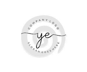 initial YE Feminine logo beauty monogram and elegant logo design, handwriting logo of initial signature, wedding, fashion, floral