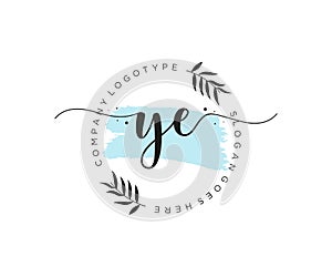 initial YE Feminine logo beauty monogram and elegant logo design, handwriting logo of initial signature, wedding, fashion, floral