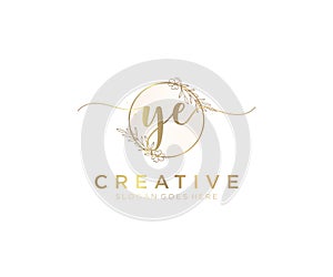 initial YE Feminine logo beauty monogram and elegant logo design, handwriting logo of initial signature, wedding, fashion, floral