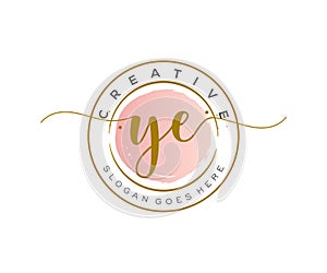 initial YE Feminine logo beauty monogram and elegant logo design, handwriting logo of initial signature, wedding, fashion, floral