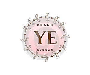 Initial YE feminine logo. Usable for Nature, Salon, Spa, Cosmetic and Beauty Logos. Flat Vector Logo Design Template Element