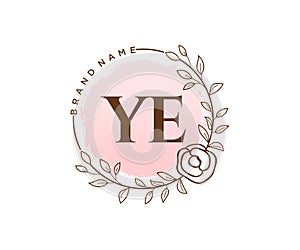 Initial YE feminine logo. Usable for Nature, Salon, Spa, Cosmetic and Beauty Logos. Flat Vector Logo Design Template Element