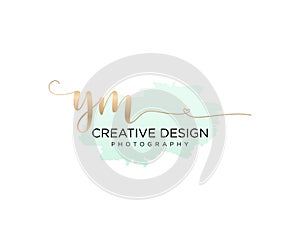 Initial YM handwriting logo with brush template vector