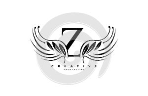 Initial Z Typography Flourishes Logogram Beauty Wings Logo