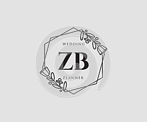 Initial ZB feminine logo. Usable for Nature, Salon, Spa, Cosmetic and Beauty Logos. Flat Vector Logo Design Template Element