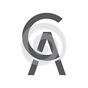 Initials GA letters logo design. GA logo template vector black color. AC logo design. AG logo design. CA icon design photo