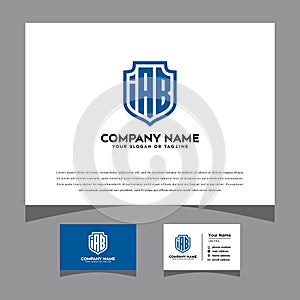 Initials iAb logo letters shielding pattern with a business card vector photo