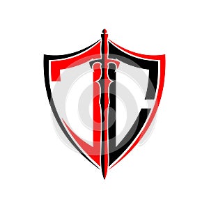 Initials J C Shield Armor Sword for logo design inspiration