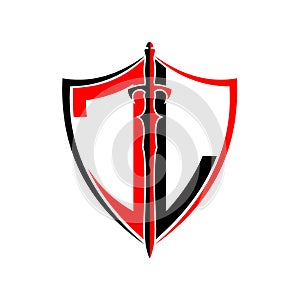 Initials J L Shield Armor Sword for logo design inspiration