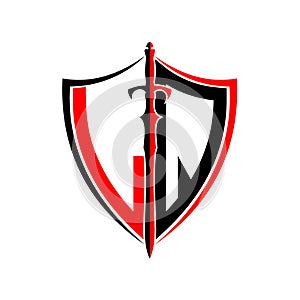 Initials L Q Shield Armor Sword for logo design inspiration