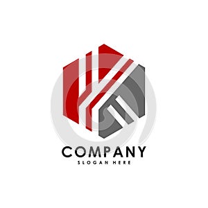 Initials letter K hexagon logo vector