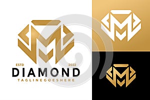 Initials Letter M Diamond Logo Design, brand identity logos vector, modern logo, Logo Designs Vector Illustration Template