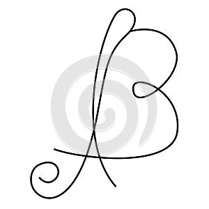 Initials lettering, hand drawing monogram A,B.