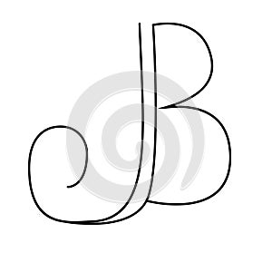 Initials lettering, hand drawing monogram J,B.