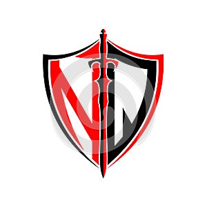 Initials N Q Shield Armor Sword for logo design inspiration