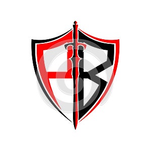 Initials P B Shield Armor Sword for logo design inspiration