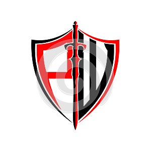 Initials P W Shield Armor Sword for logo design inspiration