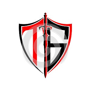 Initials T G Shield Armor Sword for logo design inspiration