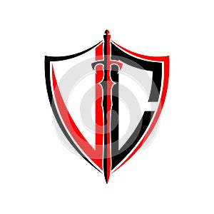 Initials V C Shield Armor Sword for logo design inspiration