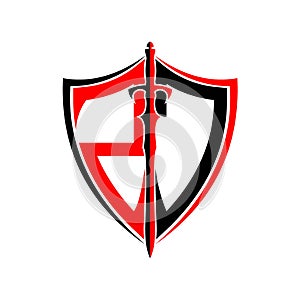 Initials Z J Shield Armor Sword for logo design inspiration