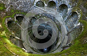 The Initiation Wells (Inverted tower) in Quinta da Regaleira estate. Sintra. Portugal