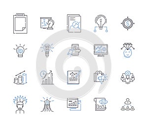 Initiative line icons collection. Leadership, Drive, Proactivity, Ambition, Creativity, Self-starter, Risk-taking vector photo