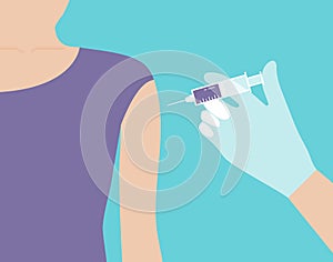 Injection arm. Vaccination. Medical and health care background photo