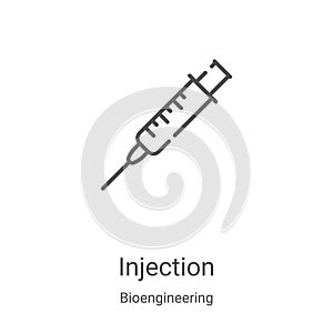 injection icon vector from bioengineering collection. Thin line injection outline icon vector illustration. Linear symbol for use